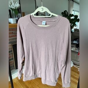 Aritzia TNA Waffle Knit Long Sleeve Crewneck Mauve